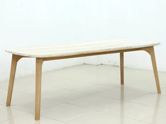 Стол Mali 225х100 см, массив эвкалипта, травертин