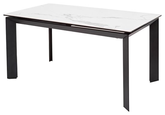 Стол CREMONA 140 MATTE STATUARIO Белый мрамор матовый, керамика/ черный каркас