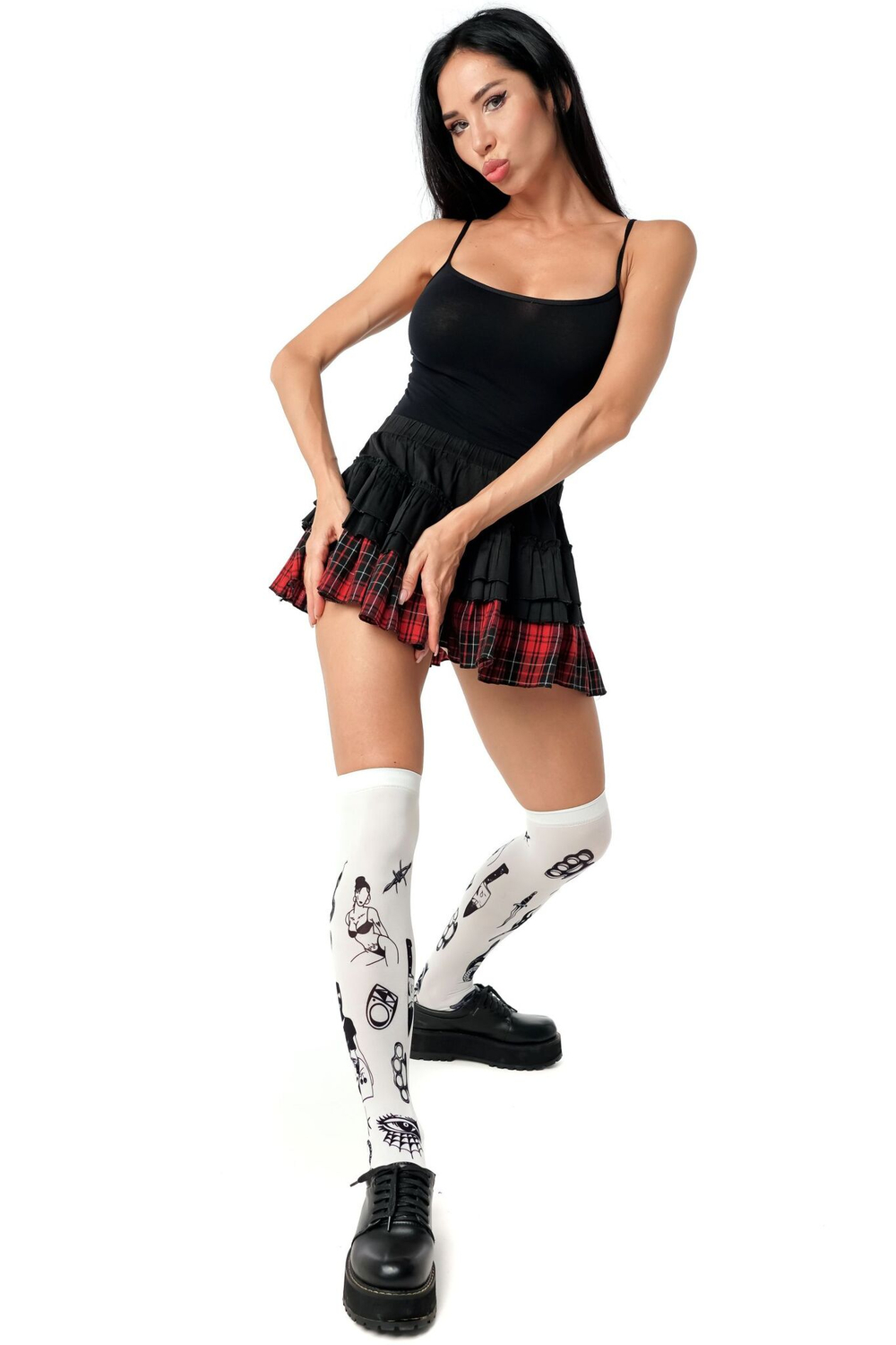 Белые гольфы с принтом в виде тату (Цвет: белый)