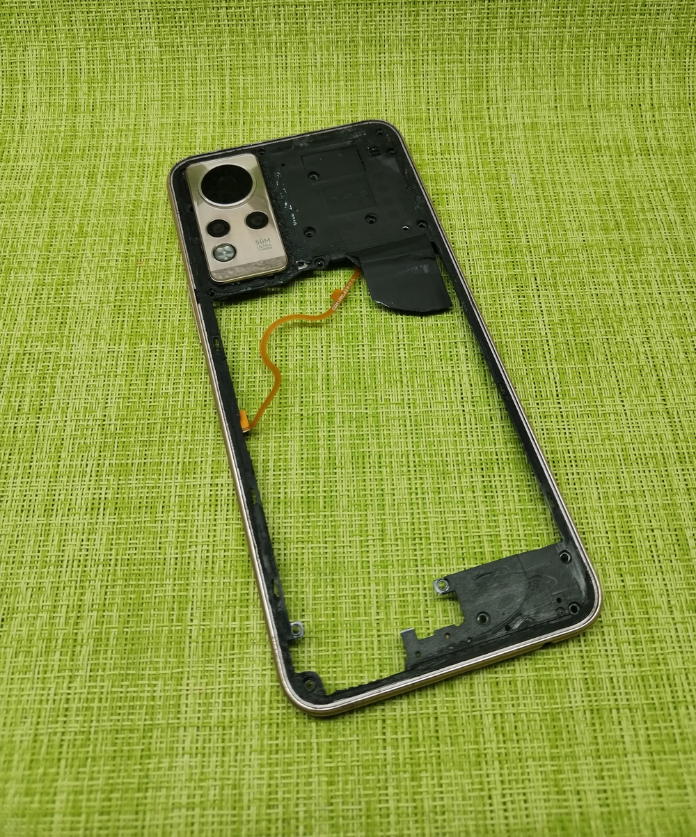Infinix Note 12 NFC (X663D) (G88) - Средняя часть корпуса + кнопки громкости + стекло камеры + шлейф сканер отпечатка пальцев (ORIG-SP)