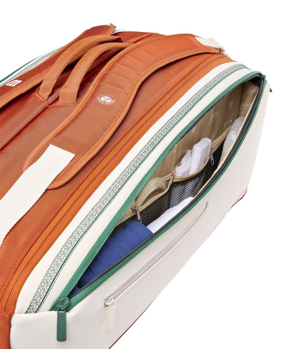 Теннисная сумка Wilson Roland Garros Super Tour 9PK 2026 - cream/clay/green