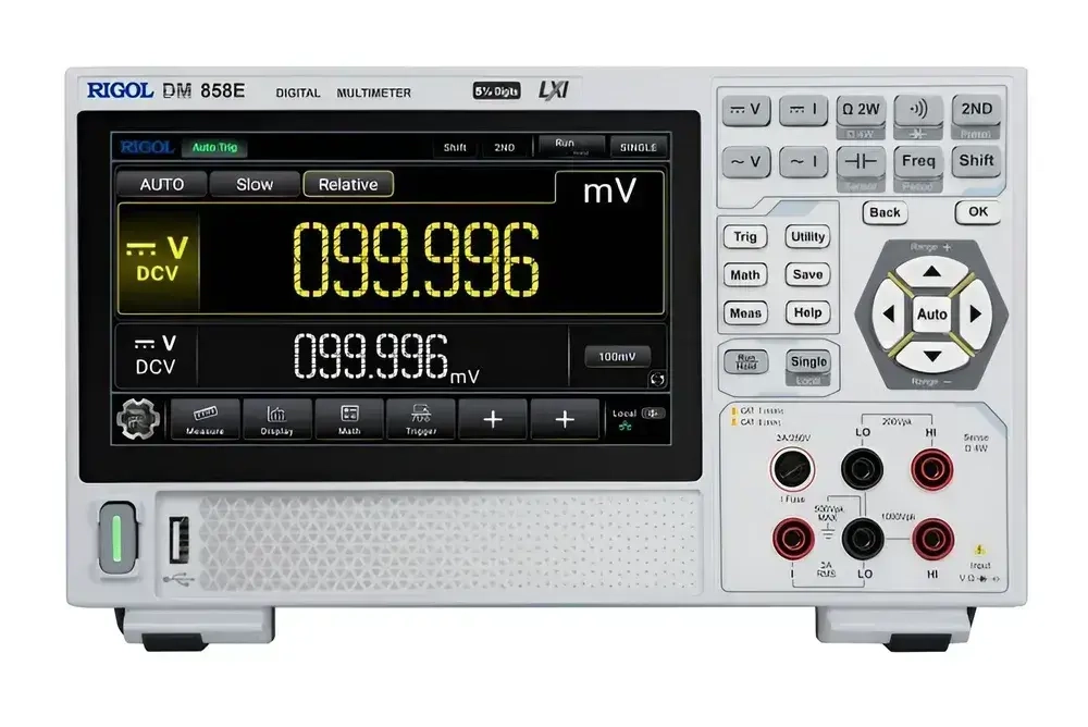Цифровой настольный мультиметр RIGOL DM858E с 5,5-битным разрешением 80 rdgs, точность 0,06% постоянного тока, объем памяти 20 000