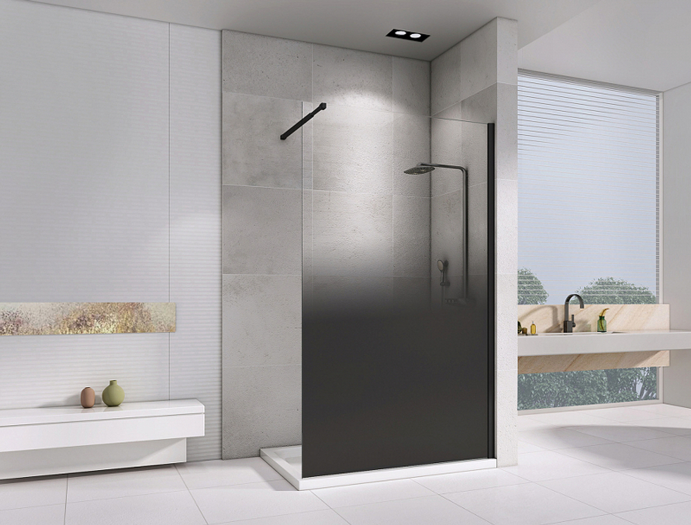 Душевая перегородка Abber Immer Offen 100 AG69101BD профиль Черный стекло прозрачное тонированное