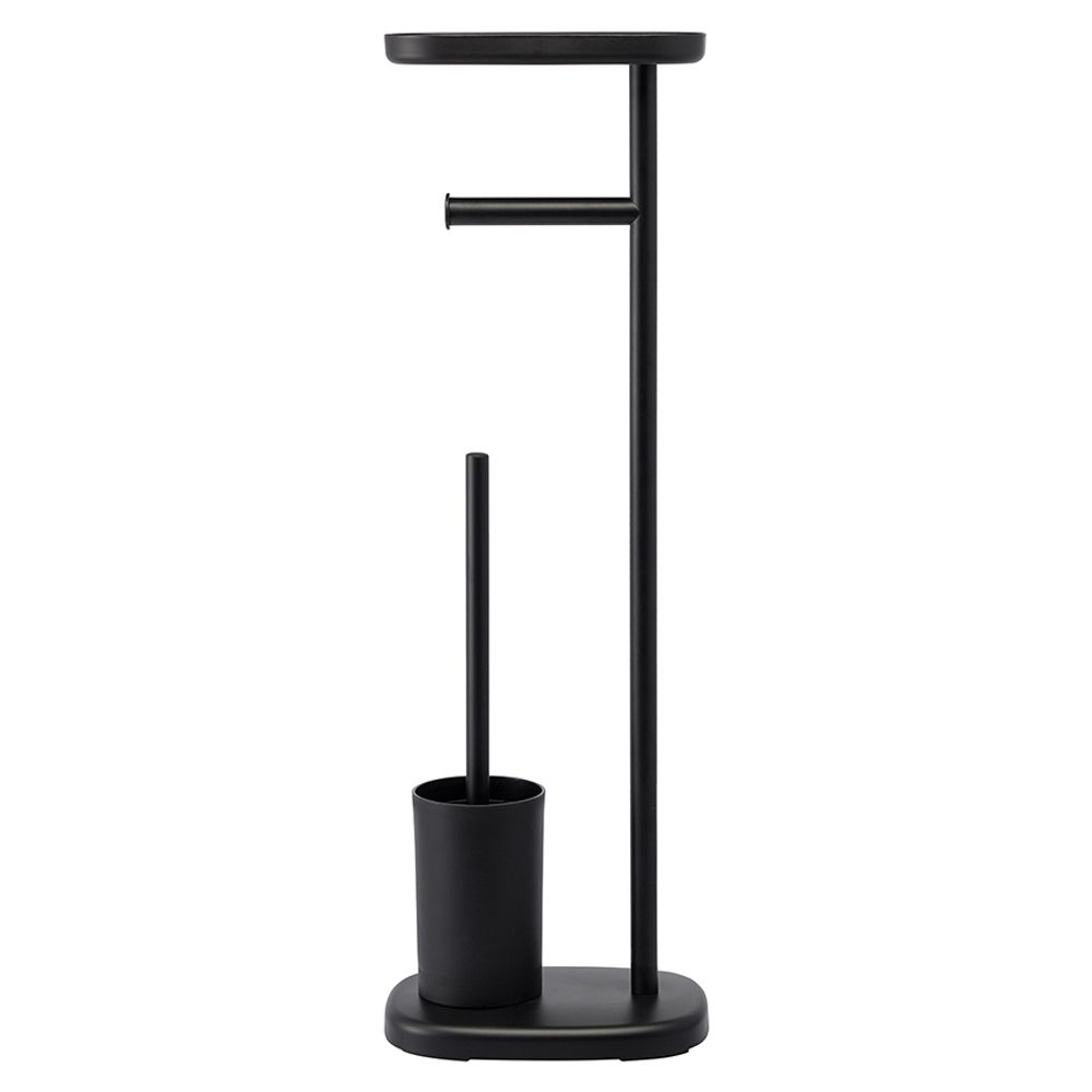 Держатель для туалетной бумаги с полочкой и ершиком Slim, черный