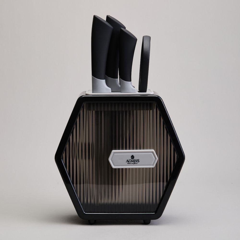 НАБОР НОЖЕЙ AGNESS НА ПЛАСТИКОВОЙ ПОДСТАВКЕ, 7 ПРЕДМЕТОВ