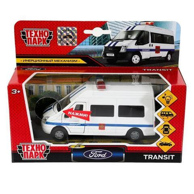 Модель ин. мет. "Ford Transit. Полиция" 13см. свет-звук, двери, багаж., коробка SB-13-02-2 (48) (Техноп