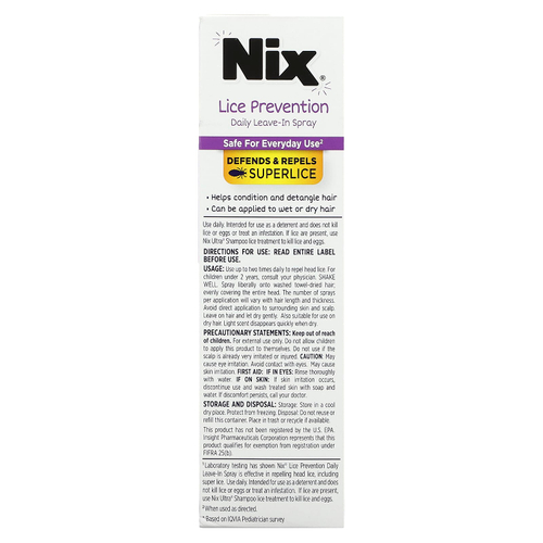 Nix, Lice warning, спрей для ежедневной поддержки, 177,44 мл (6 жидк. унций)