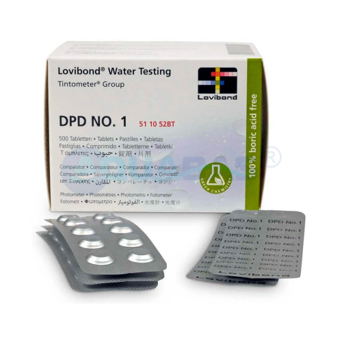 Таблетки DPD1 Lovibond для определения свободного хлора для фотометра и пултестера (250шт) (03009)