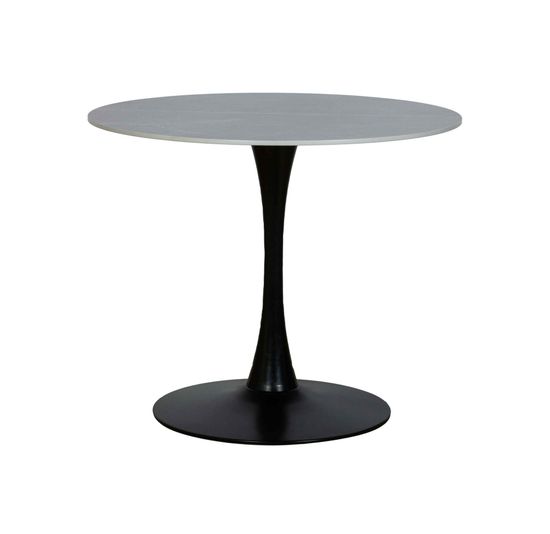 Стол обеденный MOON керамический, серый D90, основание металл черный D60