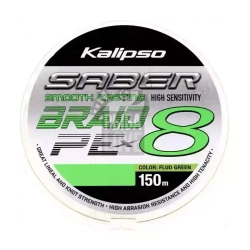 Шнур восьмижильный Kalipso Saber X8 PE Fluo Green 150m #0.6-2.5