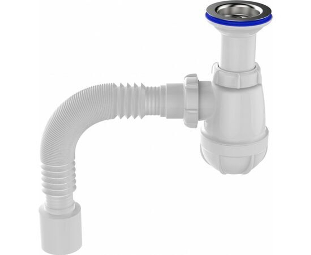 Сифон для раковины 1 1/2"х 40, с металлической решеткой, с гофротрубой 40х40/50, B0115-30-MR, Aquant