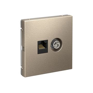 Розетка компьютерная + телевизионная 2-м СП ArtGallery RJ45 кат.5E + TV механизм шампань SE GAL000589