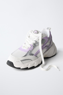 ZARA СПОРТИВНЫЕ КРОССОВКИ С СЕТКОЙ, ФИОЛЕТОВЫЙ