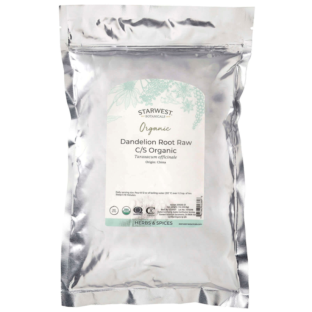 Starwest Botanicals, натуральный корень одуванчика C/S, 453,6 г (1 фунт)