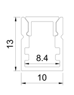 Накладной алюминиевый профиль,   10х13х2000. Цвет: Черный матовый,  RAL9005, Серия:DN8ALE