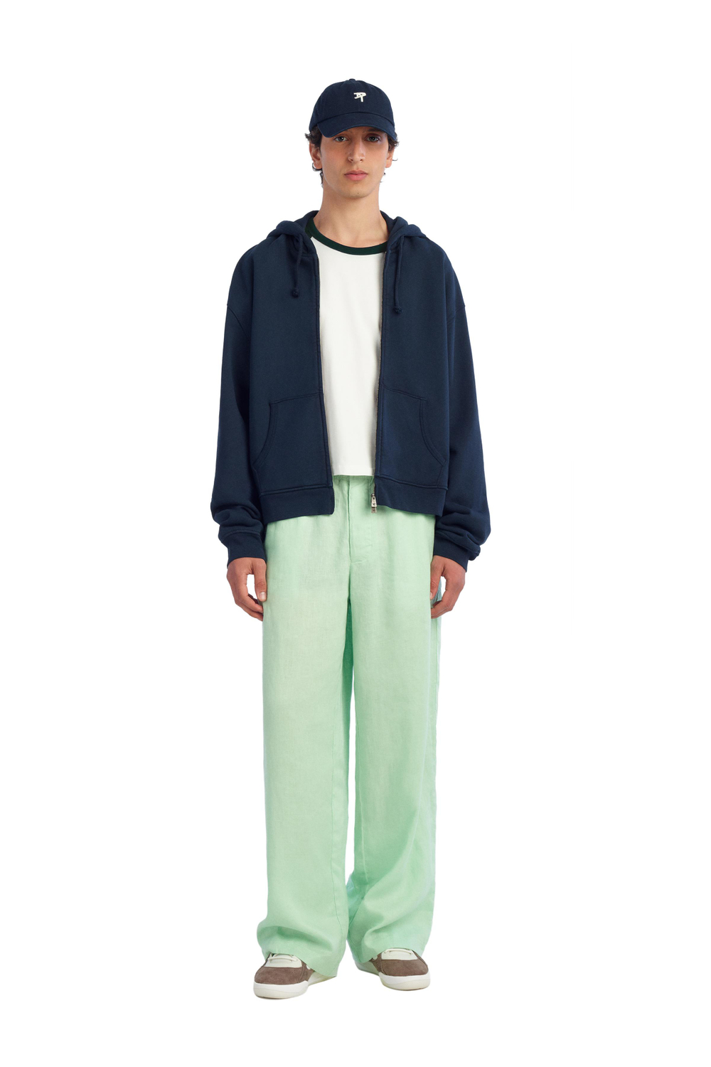 ZARA X BENITO ANTONIO ФУТБОЛКА В СТИЛЕ КОЛОР-БЛОК, ЗЕЛЕНЫЙ