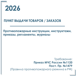 Комплект документов по пожарной безопасности в электронном виде 2026 для пункта выдачи товаров, заказов