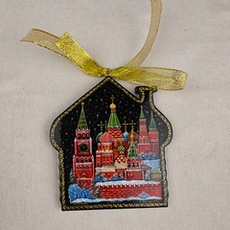 Сувенир Домик "Москва"-2 с росписью Палех в подарочном футляре