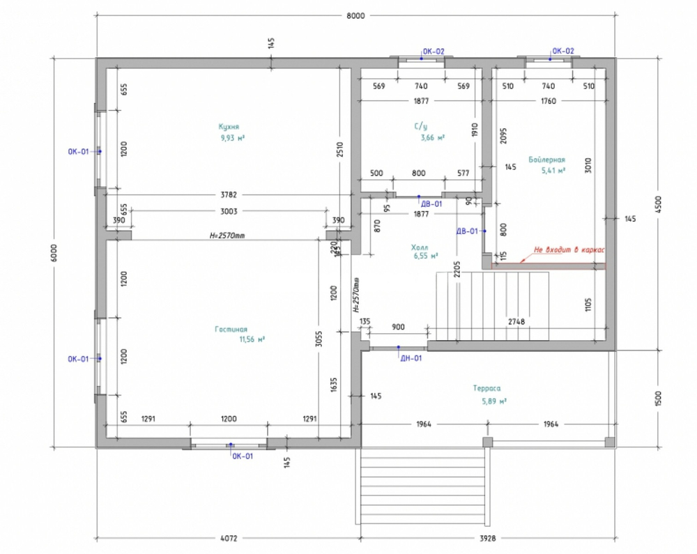 Каркас дома 8 x 6 м