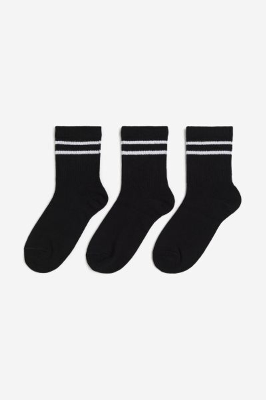 H&M Набор из трех пар спортивных носков, черный