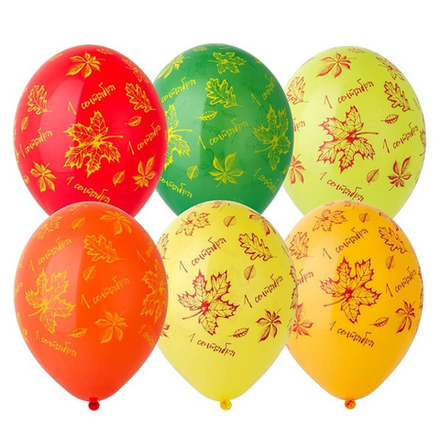 Воздушные шары Belbal с рисунком 1 сентября Листья, 25 шт. размер 14" #1103-2434