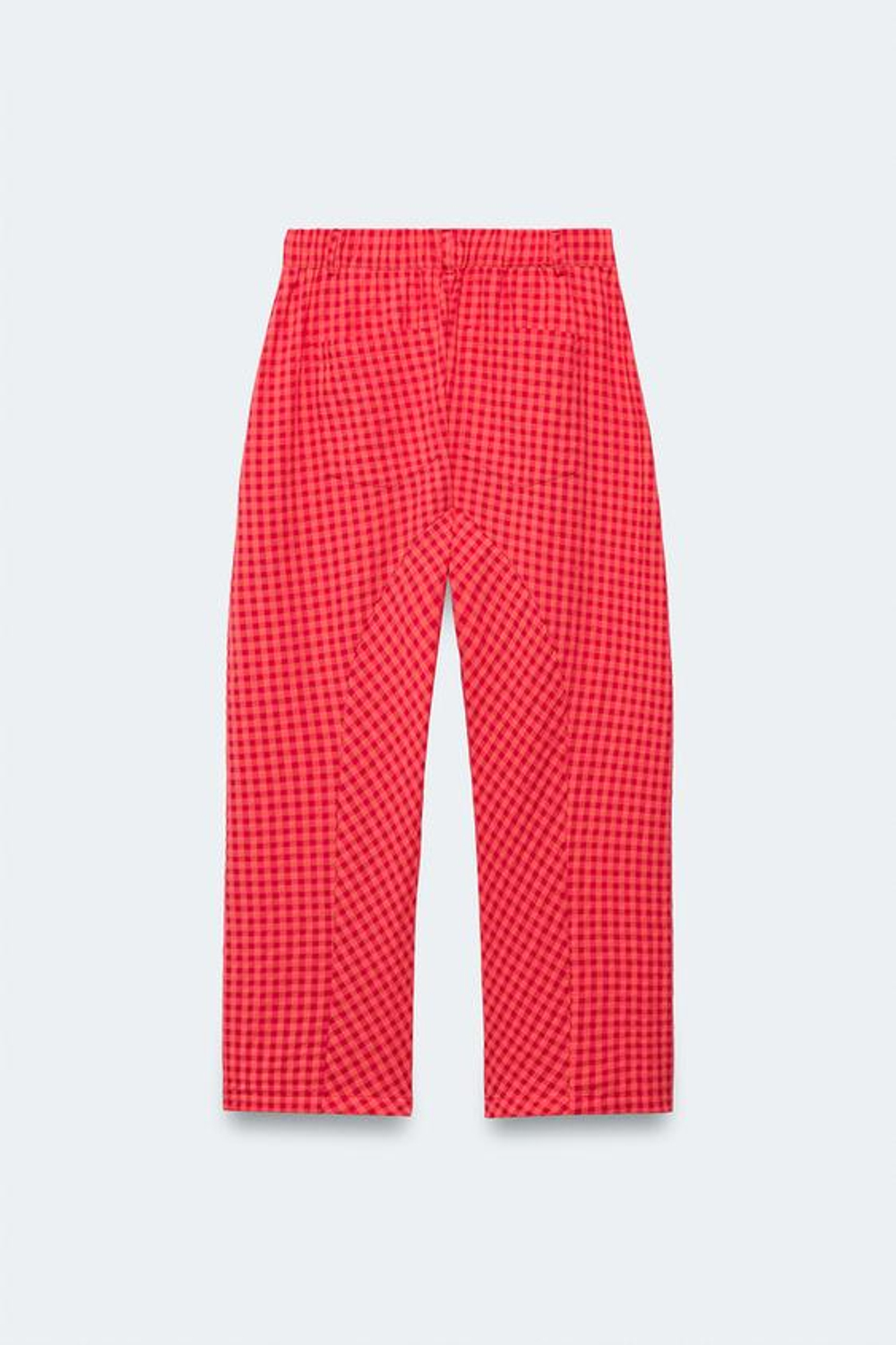 ZARA БРЮКИ CARROT FIT В КЛЕТКУ — LIMITED EDITION, КРАСНЫЙ/КОРАЛЛОВЫЙ