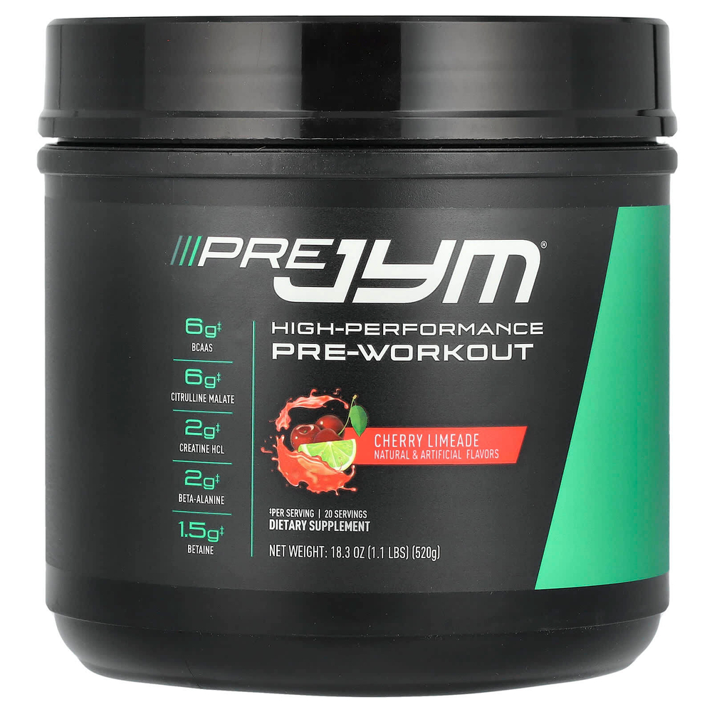 JYM Supplement Science, Pre JYM, высокоэффективная предтренировочная добавка, вишневый лаймад, 520 г (1,1 фунта)