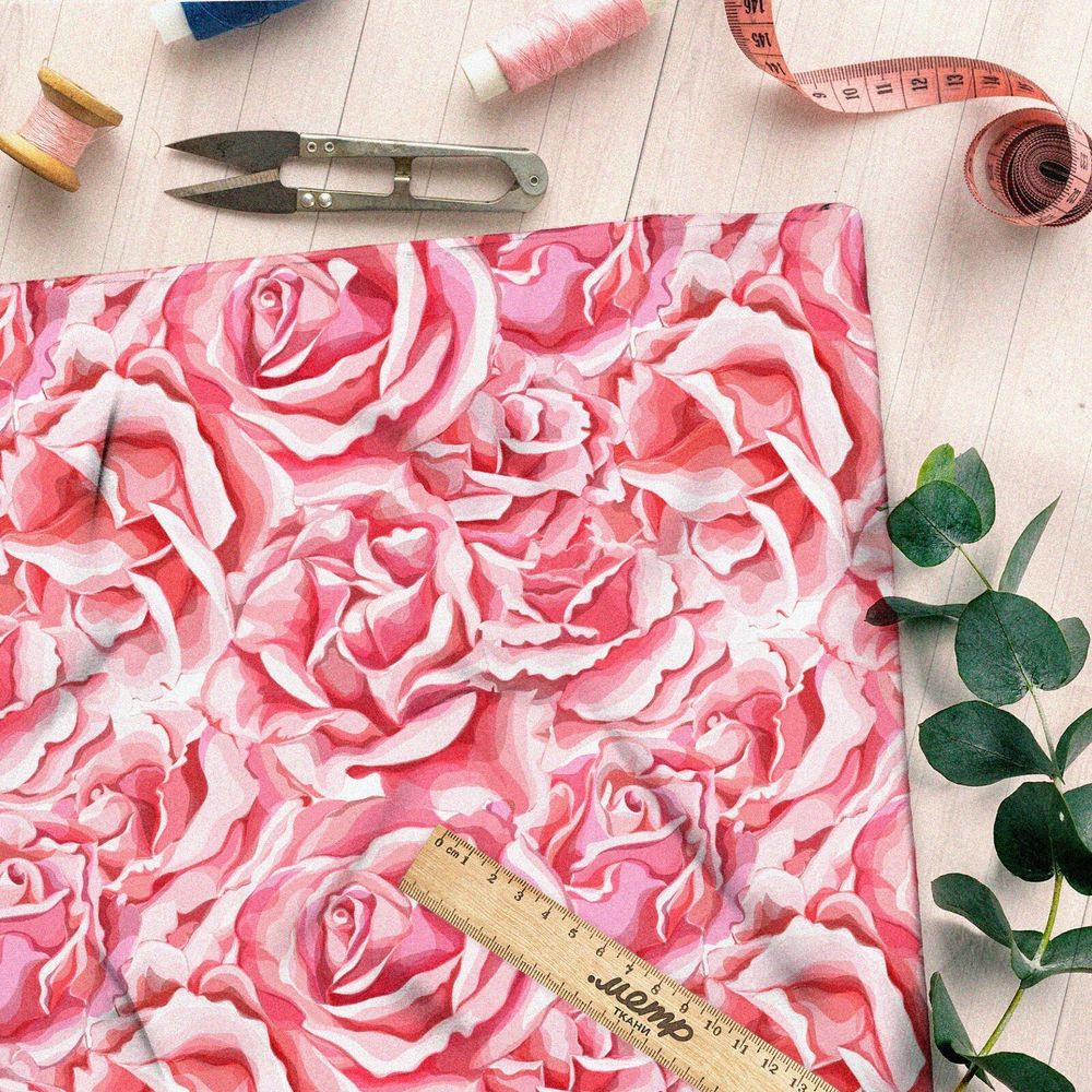 Ткань штапель розы с розами