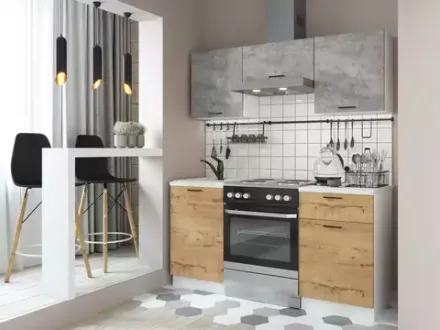 Кухня «Дуся» комплект 1.6 Цемент / Дуб бунратти