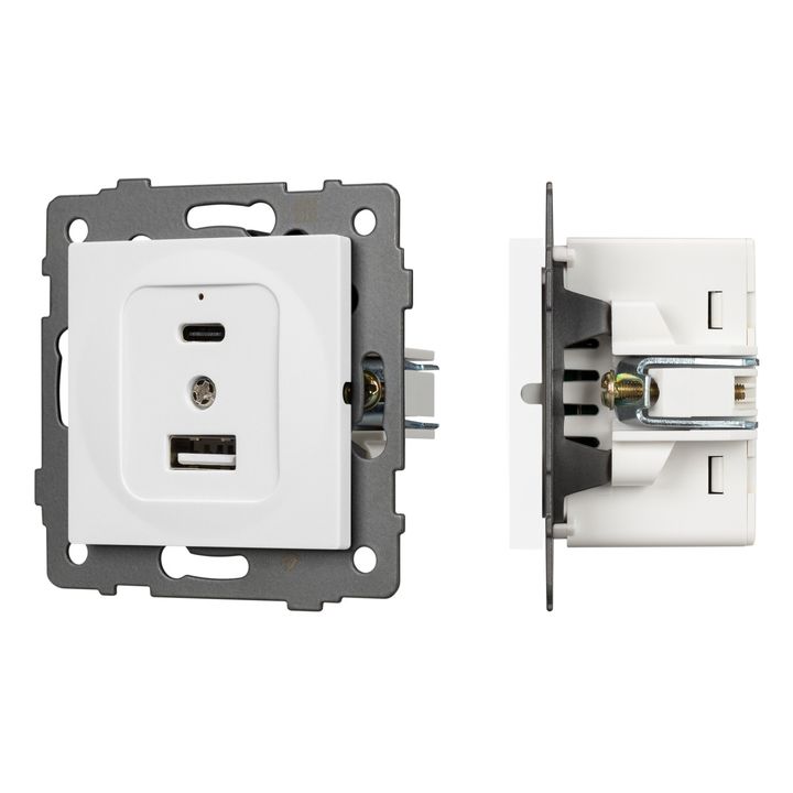 Механизм USB розетки SCT-MUAC-PL-WH-V (5V, 3A, QC4) Arlight 049839