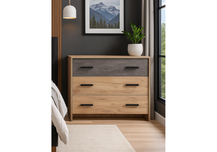 Комод Woodville Taika дуб золотой, камень темный