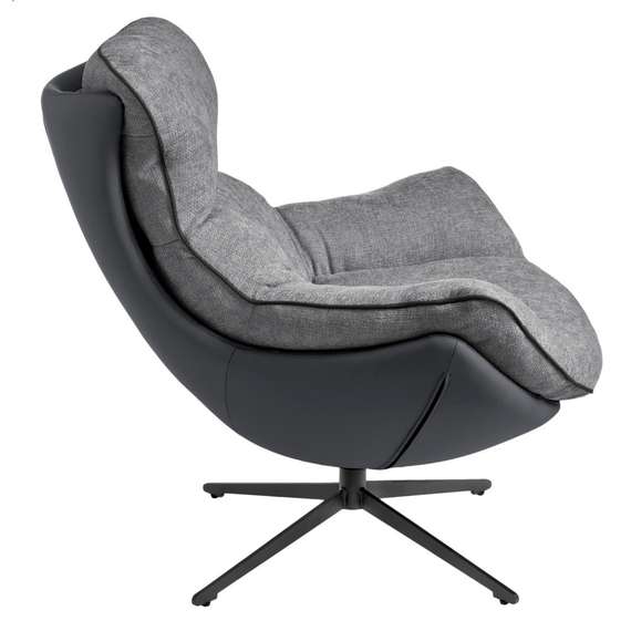 Кресло Hugo тёмно-серая экокожа, шенилл