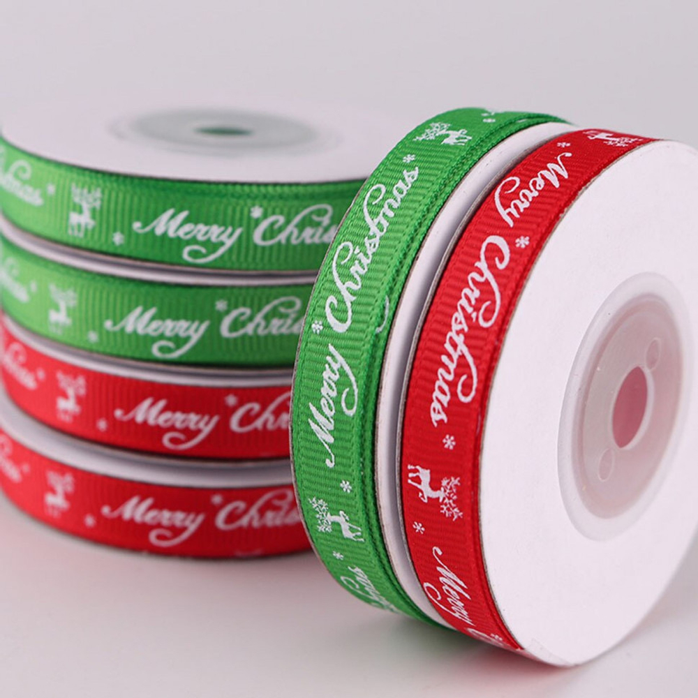 Лента атласн. "Merry Christmas" красная 10ммХ22м
