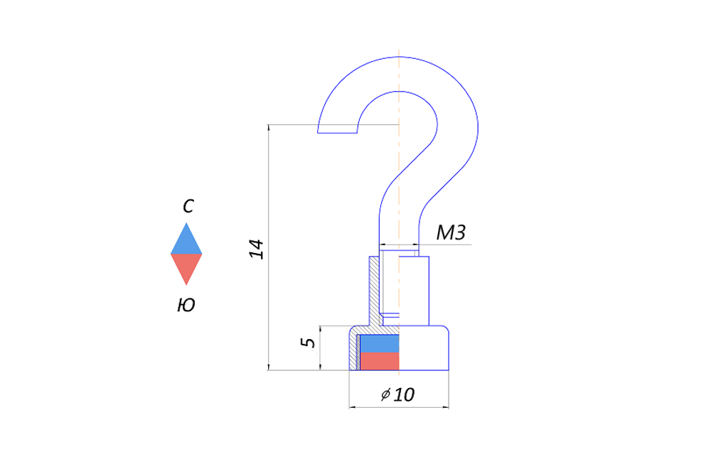 Магнитное крепление с крючком Е10