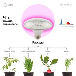 Фитолампа для растений светодиодная ЭРА FITO-18W-RB-E27 красно-синего спектра 18 ВТ Е27