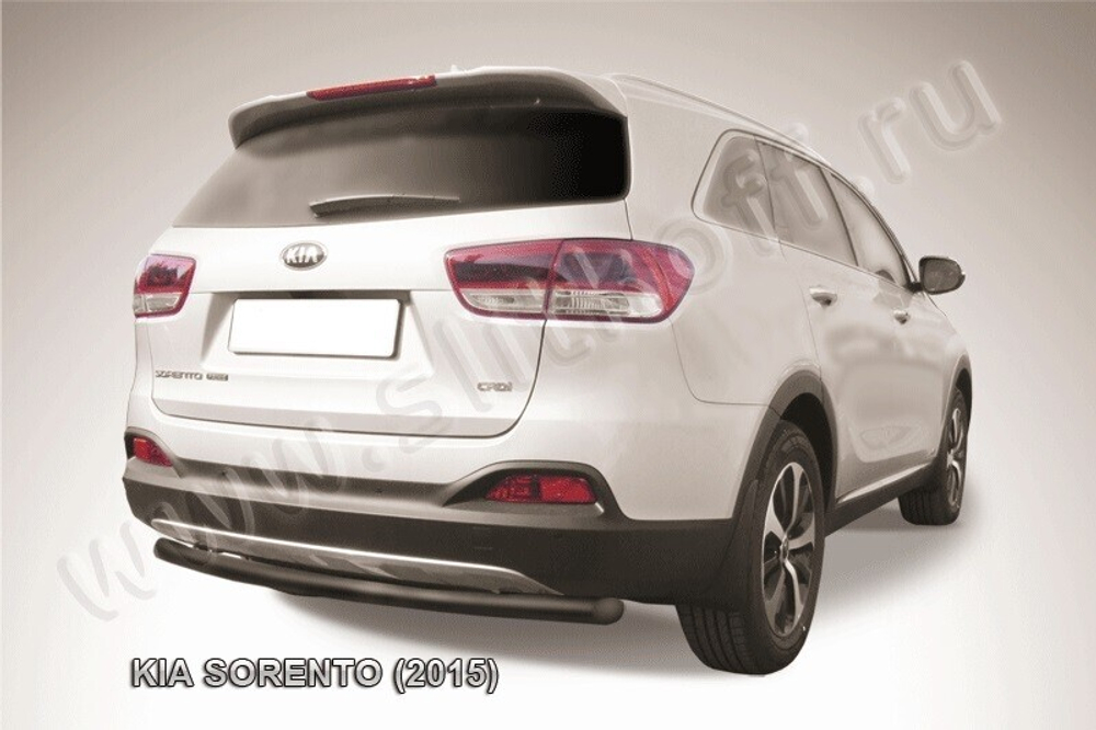 Защита заднего бампера (нержавейка) Kia Sorento (2014-2017) d57 радиусная (черный)