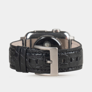 Ремешок для Apple Watch 40/41/42 mm из кожи аллигатора, черного цвета