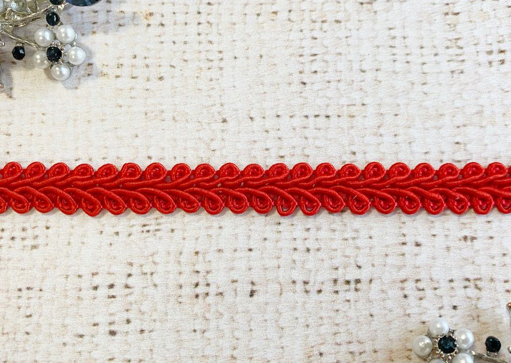 Тесьма Шанель плетеная, ш. 12 мм, красный