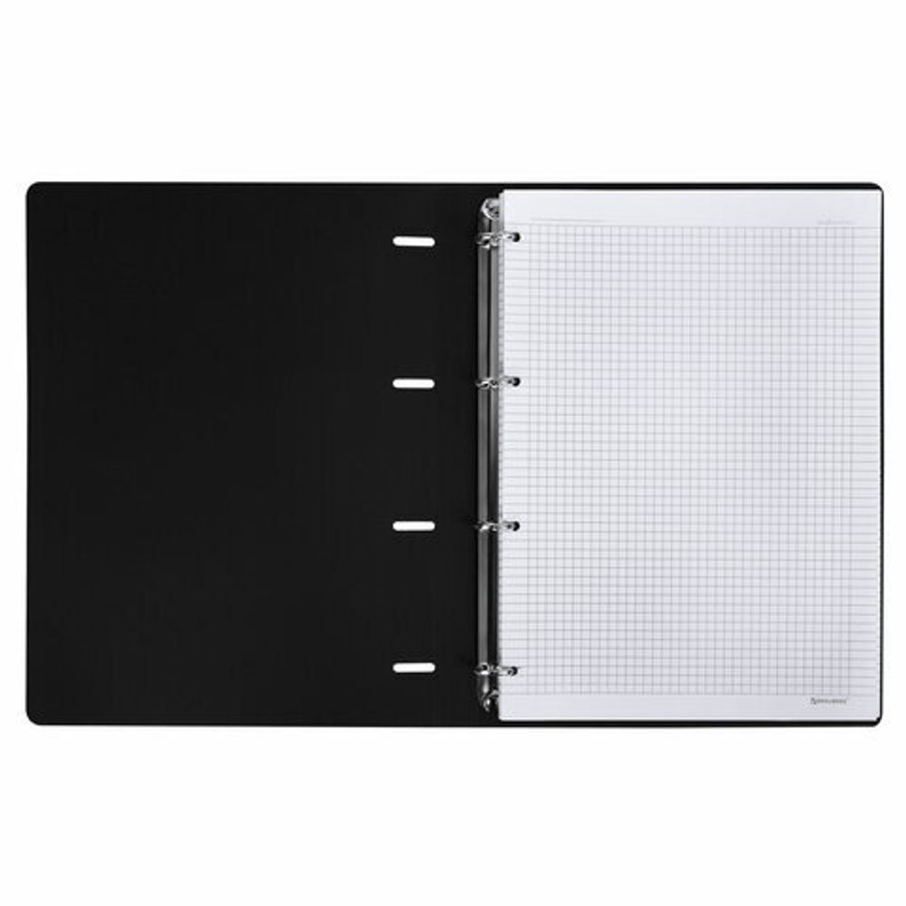 Тетрадь на кольцах БОЛЬШАЯ А4 (240х310 мм), 120 л., под кожу, BRAUBERG VISTA, Black, 404512