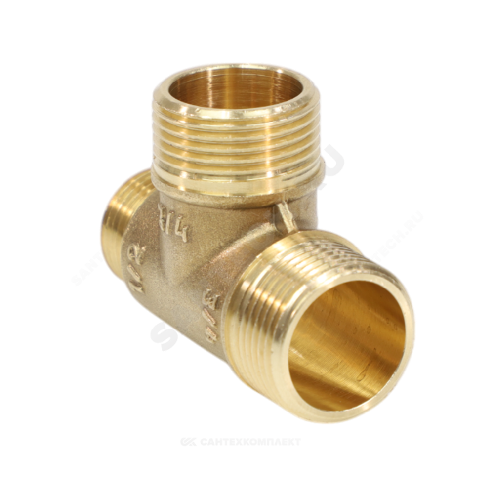 Тройник латунь переходной Ду 15х20х20 (1/2"х3/4"х3/4") НР/НР/НР VALFEX VF.131.L.034