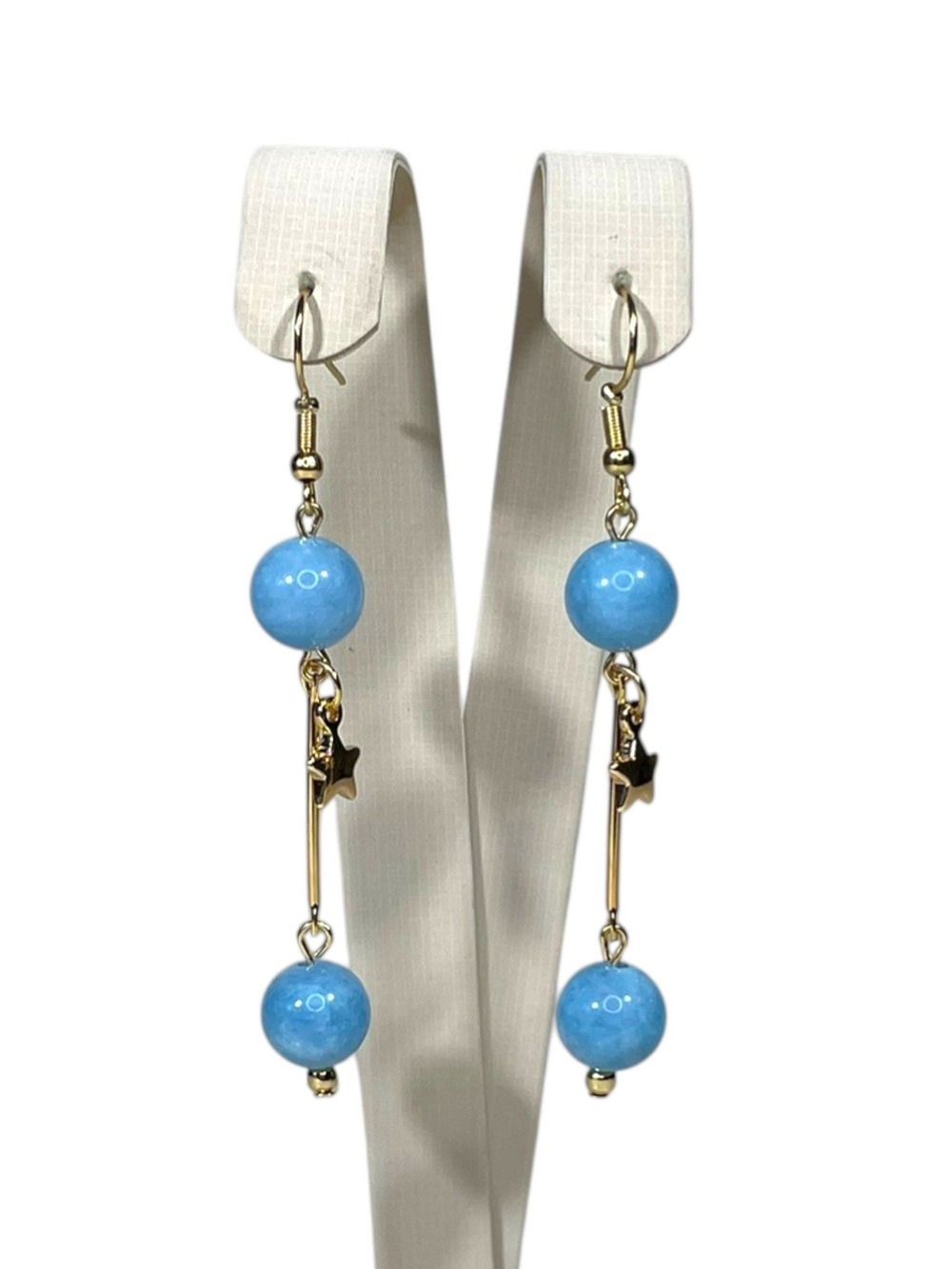 Серьги подвески голубой кварц