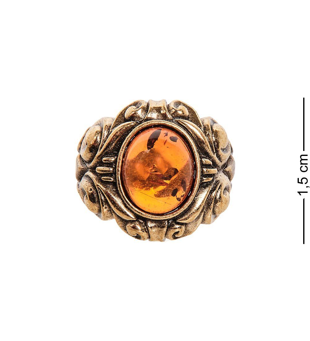 AM-2440 Кольцо «Завиток» (латунь, янтарь)