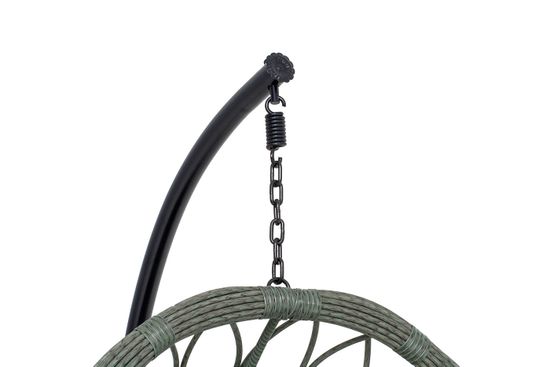 "Венеция" подвесное кресло-кокон из искусственного ротанга, цвет серый с бежевой подушкой