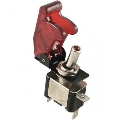 24V - 20A / Тумблер зажигания с крышкой, выключатель 24 вольта, 20 ампер. красный (1 шт.)