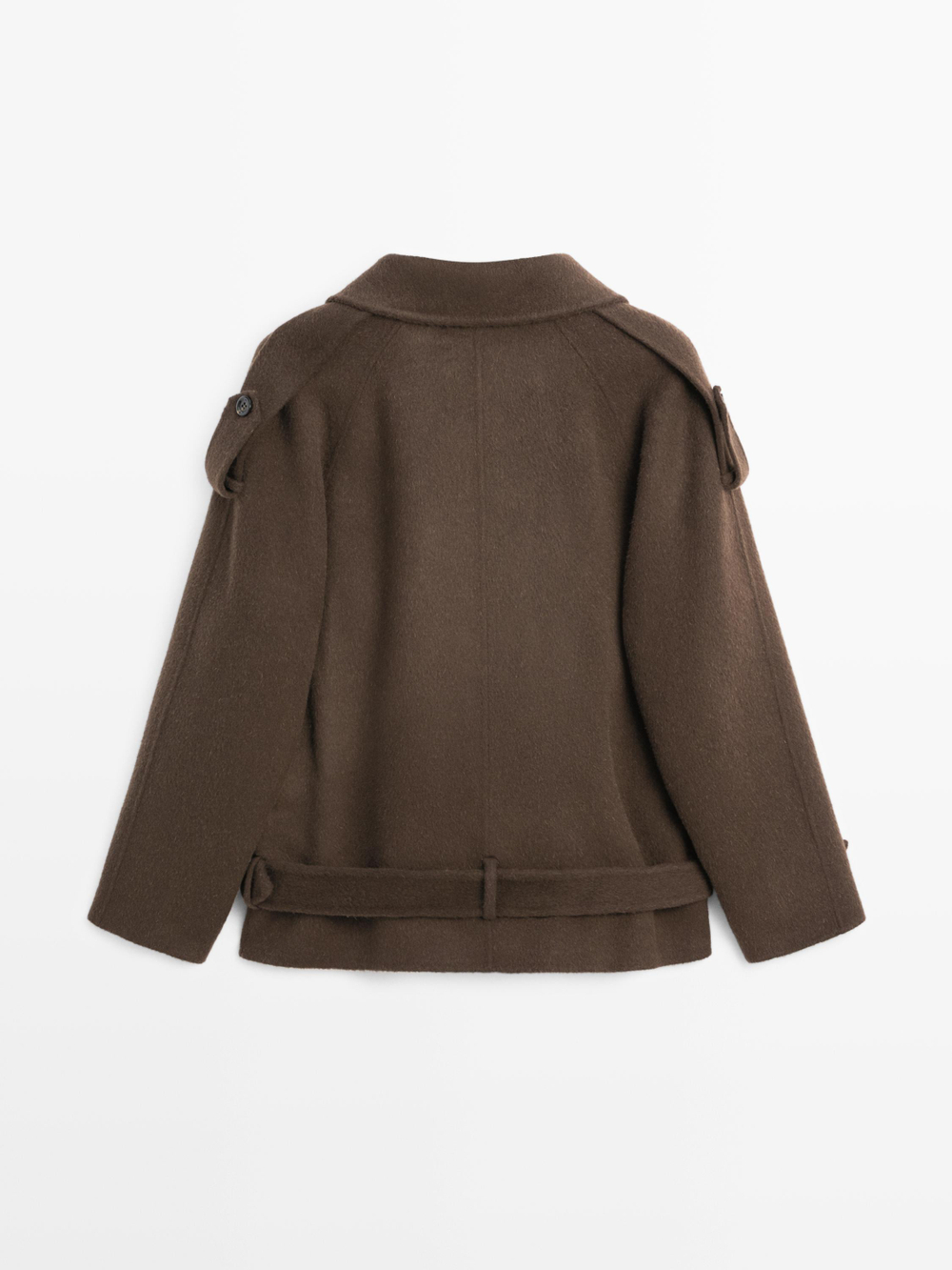 Massimo Dutti Тренч из смесовой шерсти, шоколадный