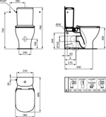 Напольный пристенный унитаз  Ideal Standard TESI SILK WHITE AquaBlade® (матовый белый) T0082V1 с бачком T3568V1