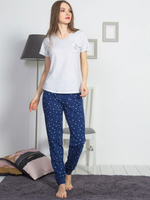 Трикотажный комплект с брюками (Размер: M) (Цвет: темно-синий)