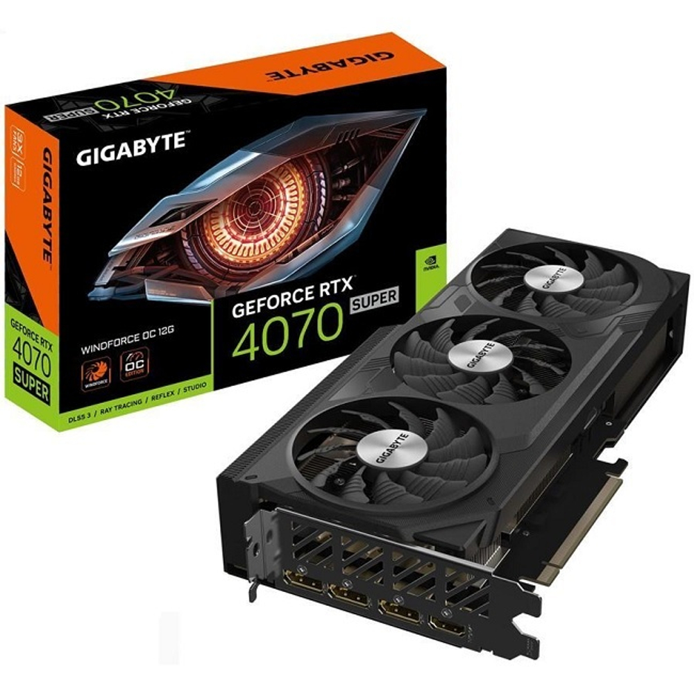 Видеокарта GIGABYTE GeForce RTX 4070 SUPER WINDFORCE OC 12GB (GV-N407SWF3OC-12GD)