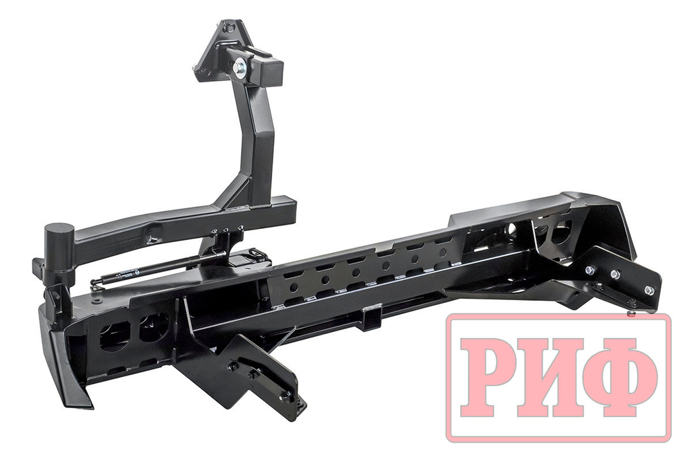 Бампер силовой задний Mitsubishi L200 2019+ с квадратом под фаркоп, калиткой, фонарями, подсветкой номера РИФ