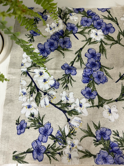 Ткань льняная "Дикая вишня" цвет «Индиго»